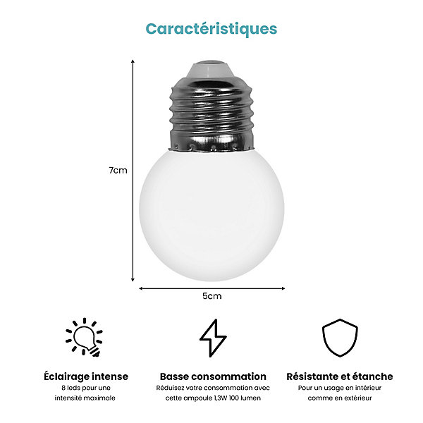 Lot de 10 Ampoules Guirlande Guinguette Led E27 Transparentes - 1.5W