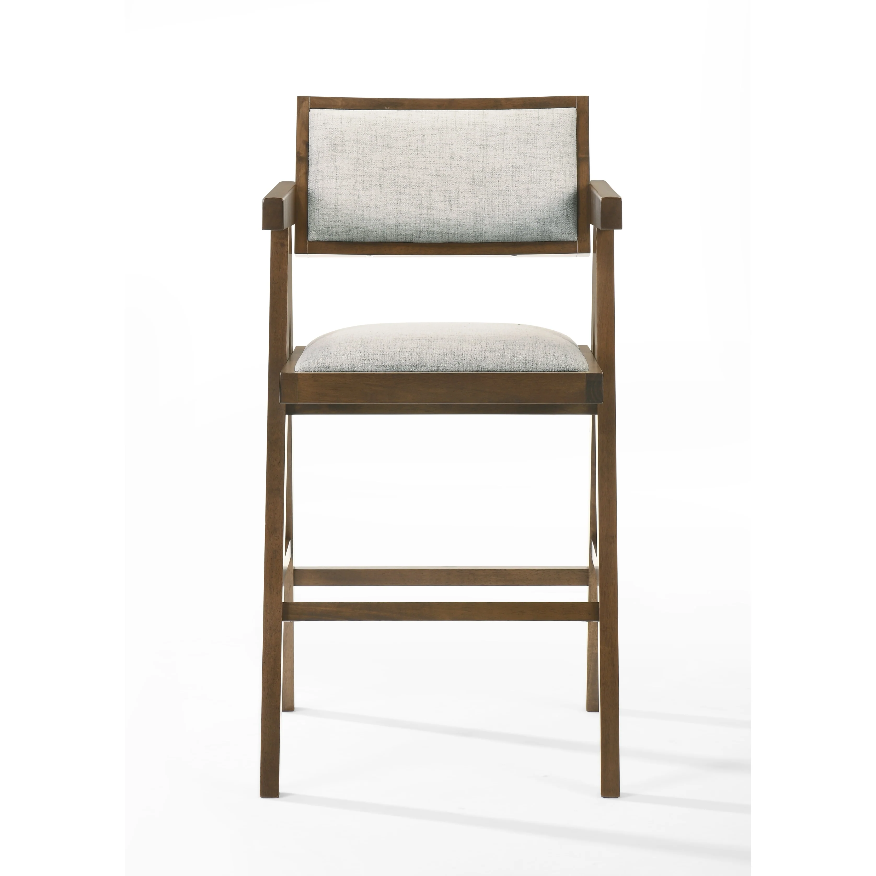 Modrest Fern Modern Walnut and Beige Bar Stool (Set of 2)