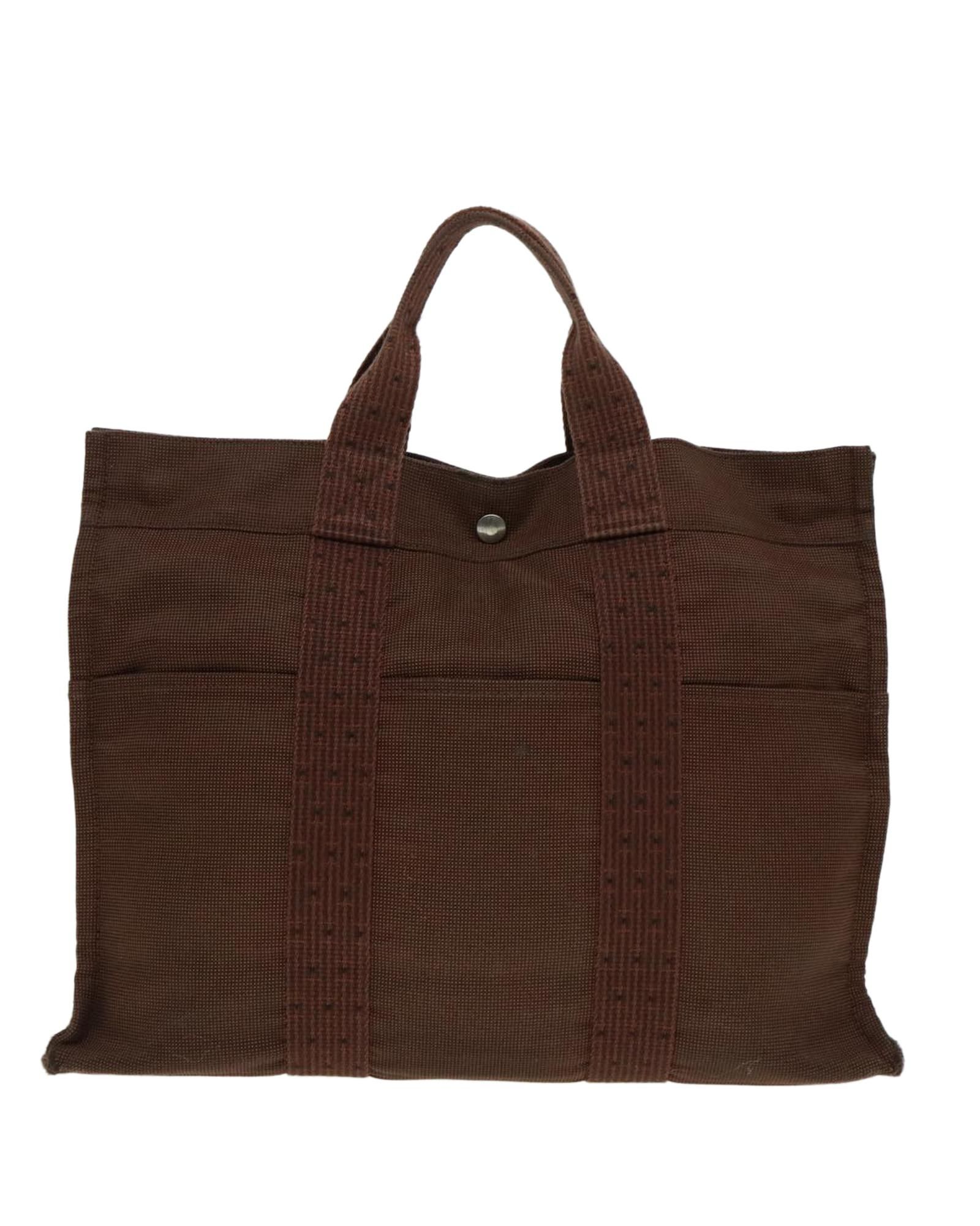 Hermes Preloved Herbag Zip Tote Brown Canvas Tote Womens Bag