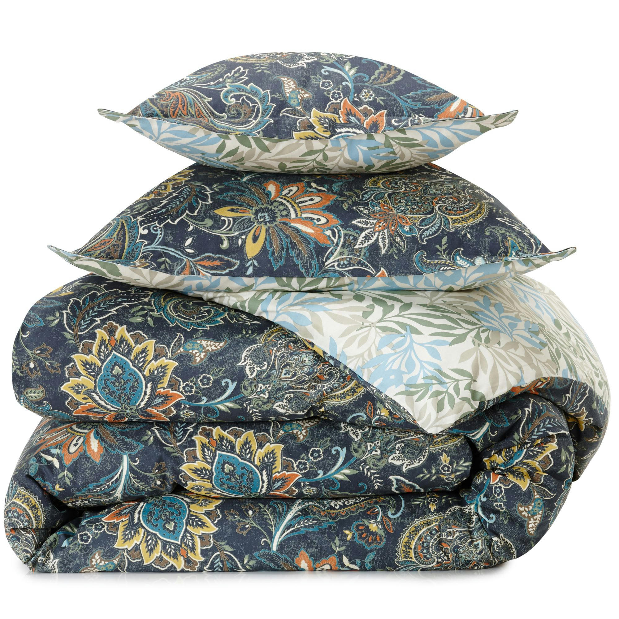 CACHEMIRE - Housse de couette 200x200 vert en coton