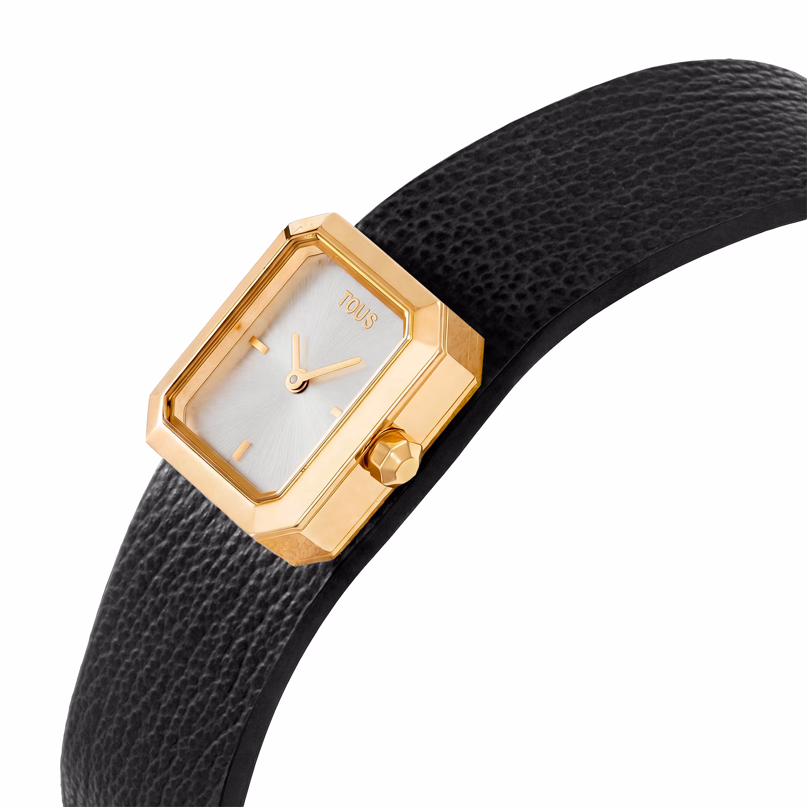 Reloj analógico con brazalete de piel negra y acero dorado KARAT EMERALD MINI