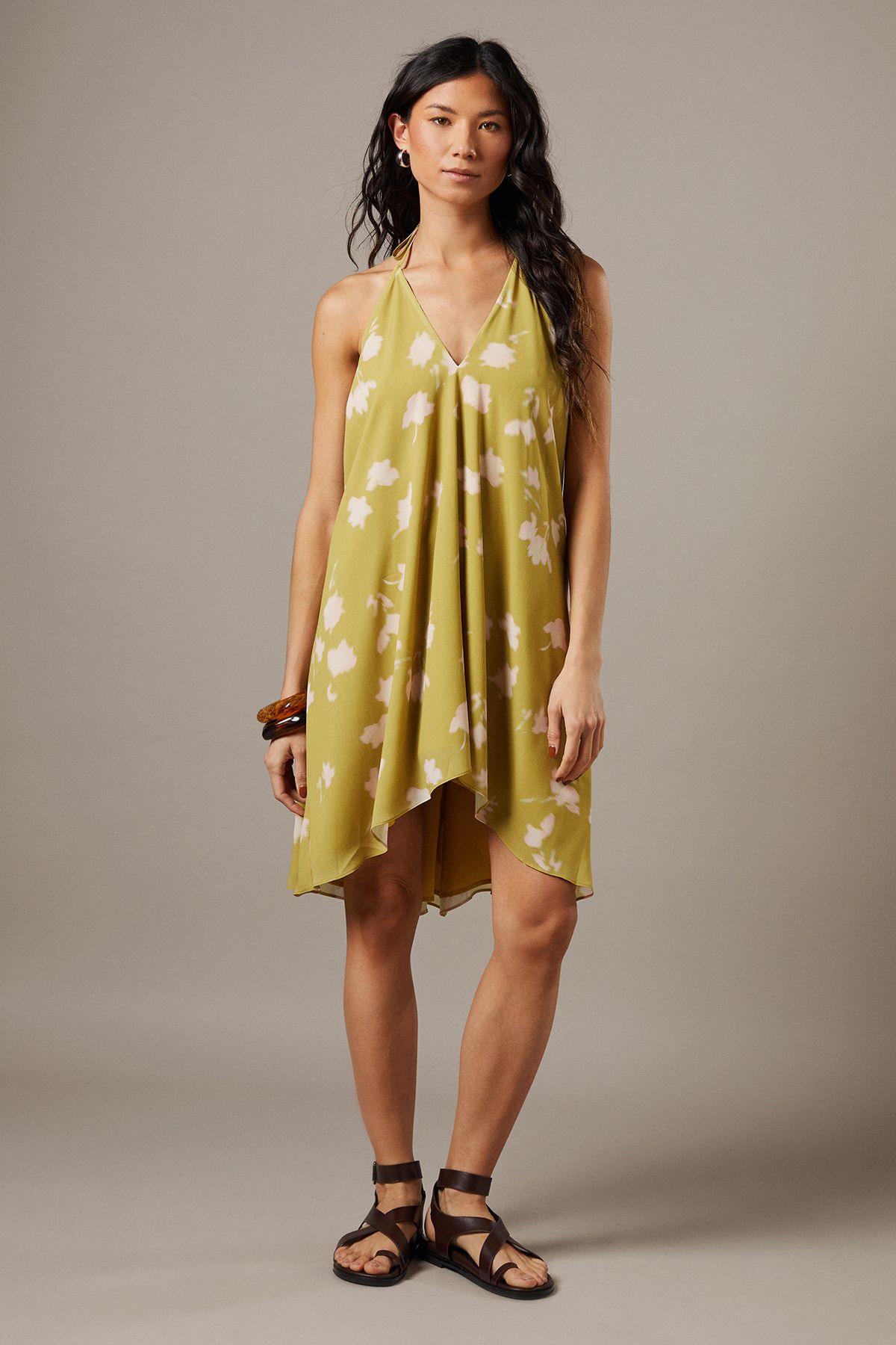 Warehouse Chiffon Halter Mini Sundress
