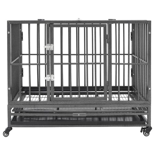 NNEVL Dog Cage with Wheels Steel 92x62x76 cm