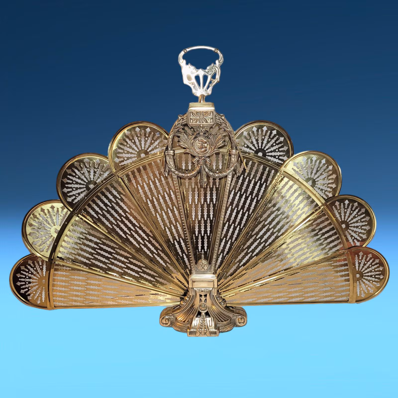Vintage Art Nouveau Brass Ornate Peacock Folding Fan Fireplace Screen Victorian ~ Wonderful Christmas Gift! Housewarming Gift!