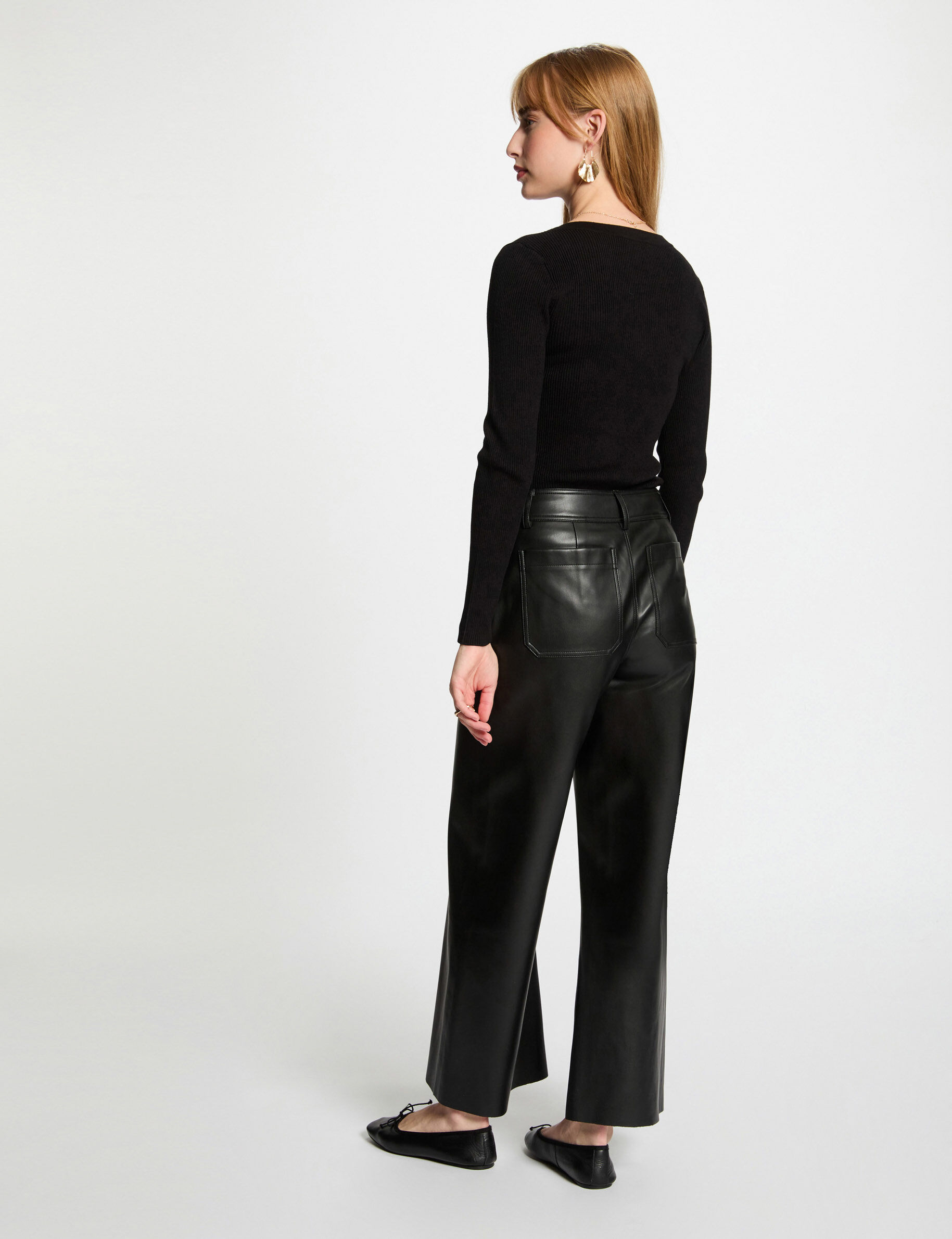 Long-Sleeved Jumper Buttons Fine Knit Black Women