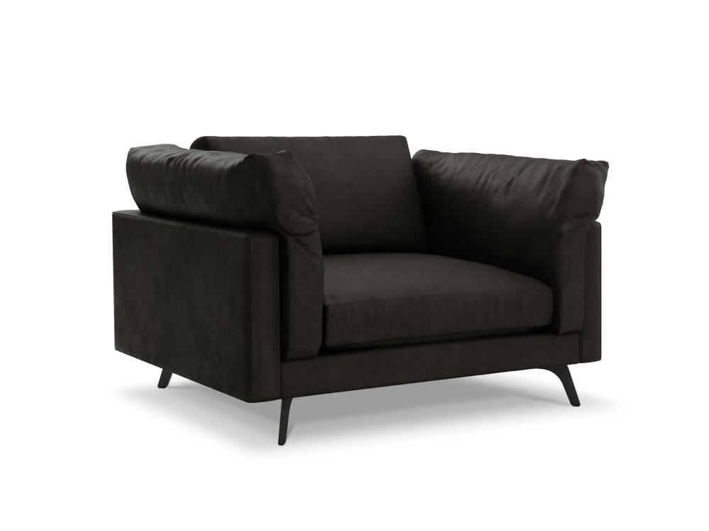 CAMILLE - Fauteuil 1 place XL en cuir noir