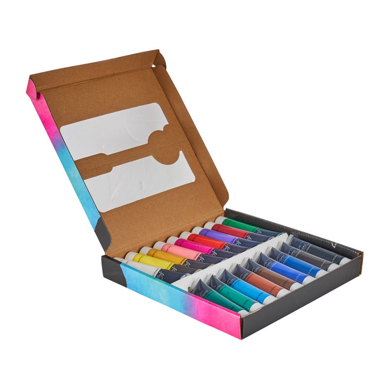 Acrylverf - 18 kleuren - 25x25x3 cm