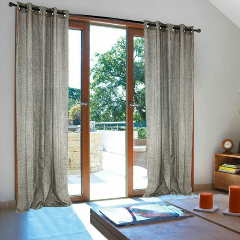 LINX - Rideau à oeillets effet chiné métallisé marron 140x250