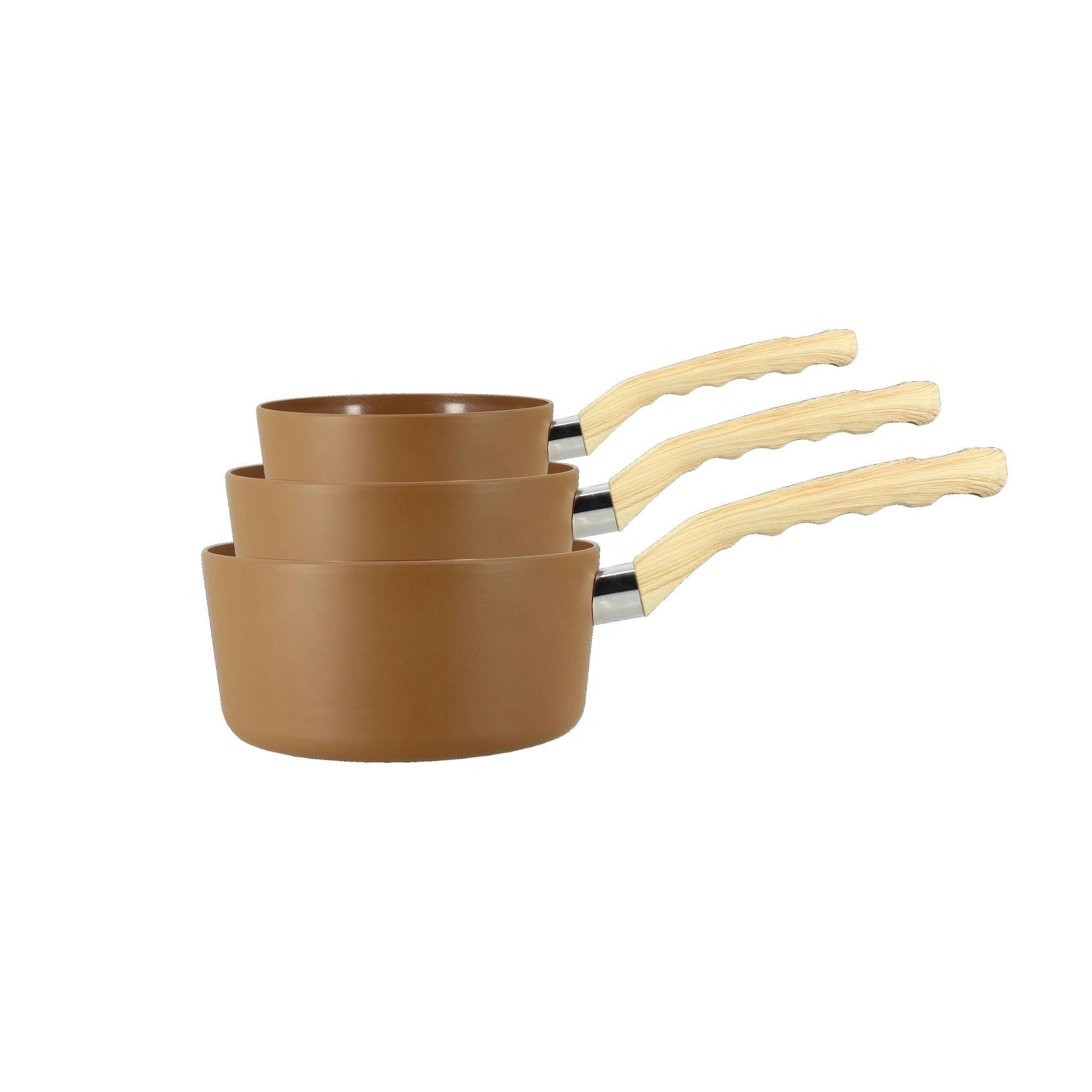 NOISETTE - Set de 3 casseroles en aluminium noisette - compatible induction