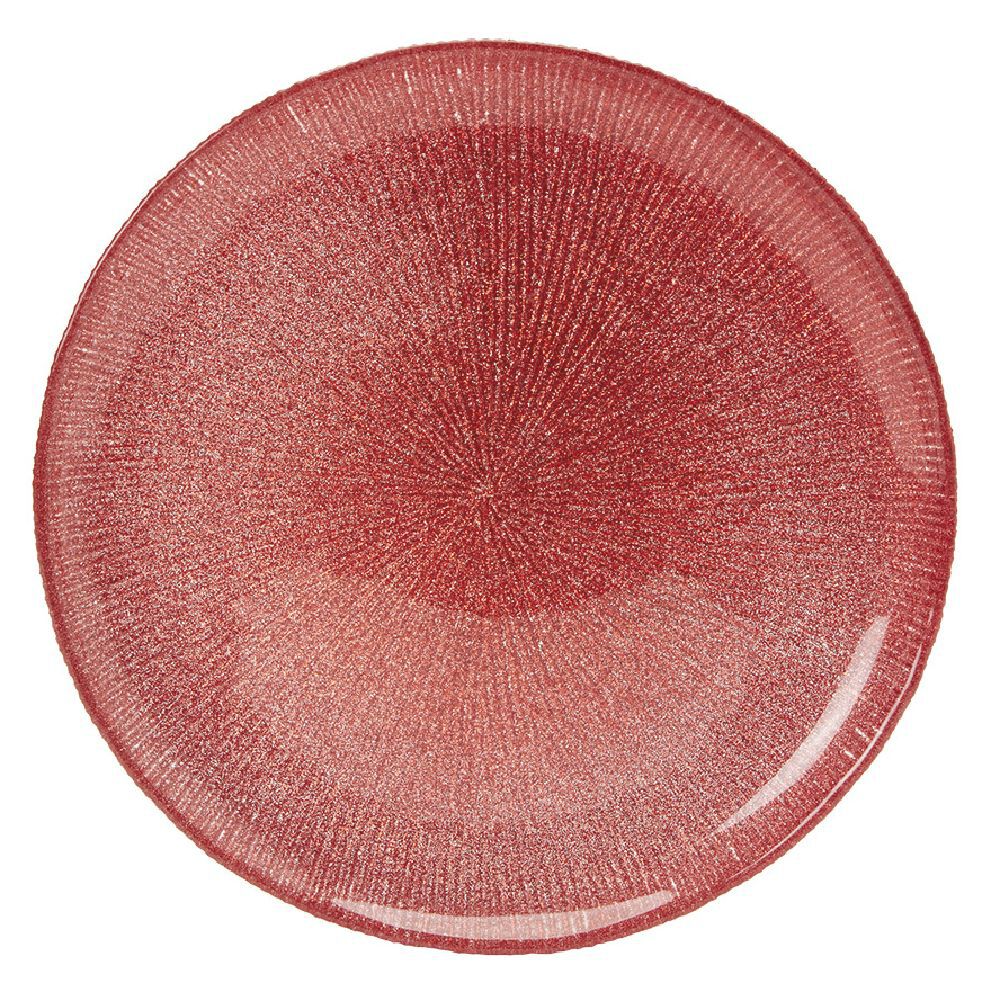 Assiette à dessert verre strié rouge Ø21cm