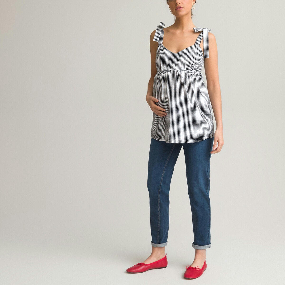 Jean boyfit de grossesse, bandeau haut coton bio