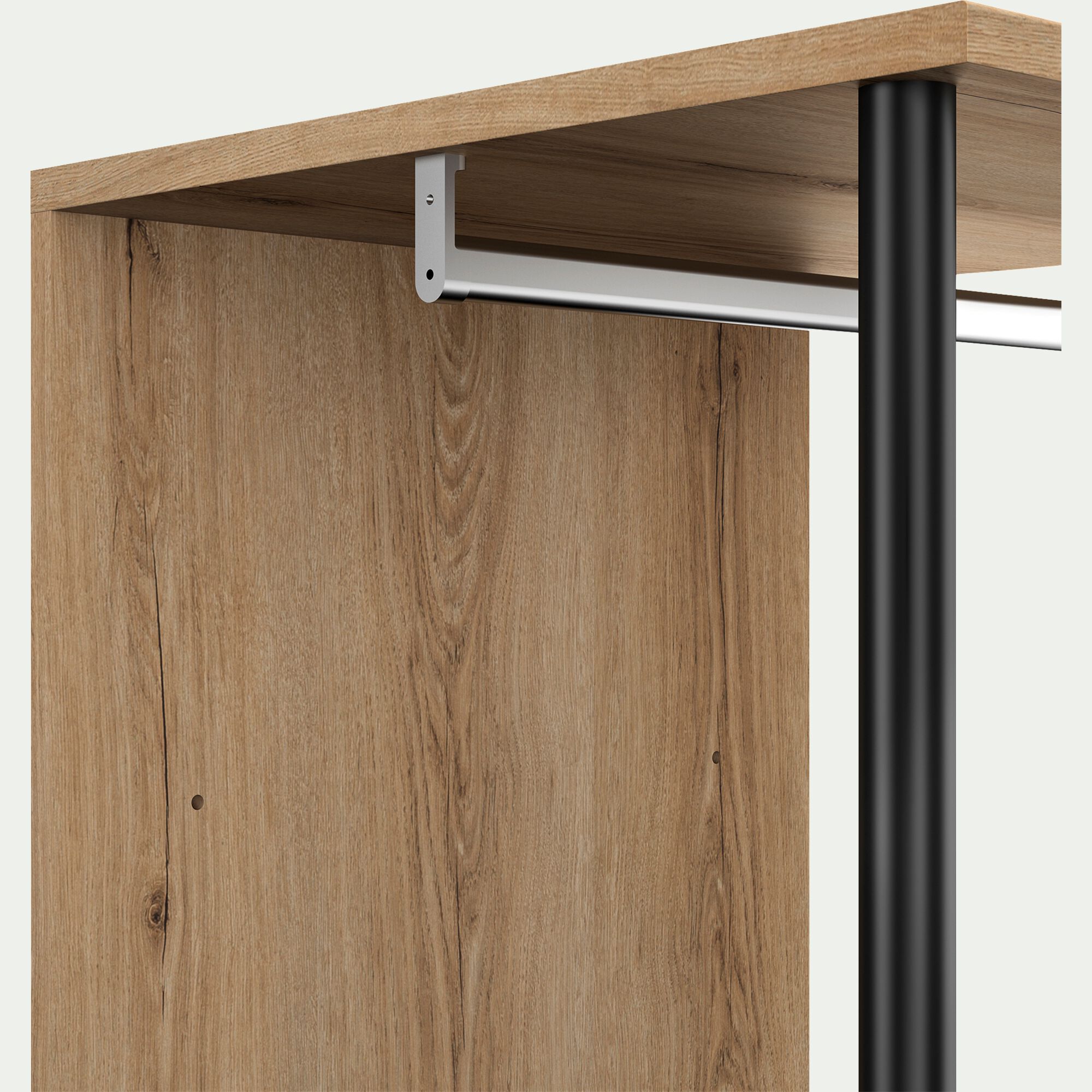 LUCIAN - Armoire ouverte avec miroir H210cm - bois clair