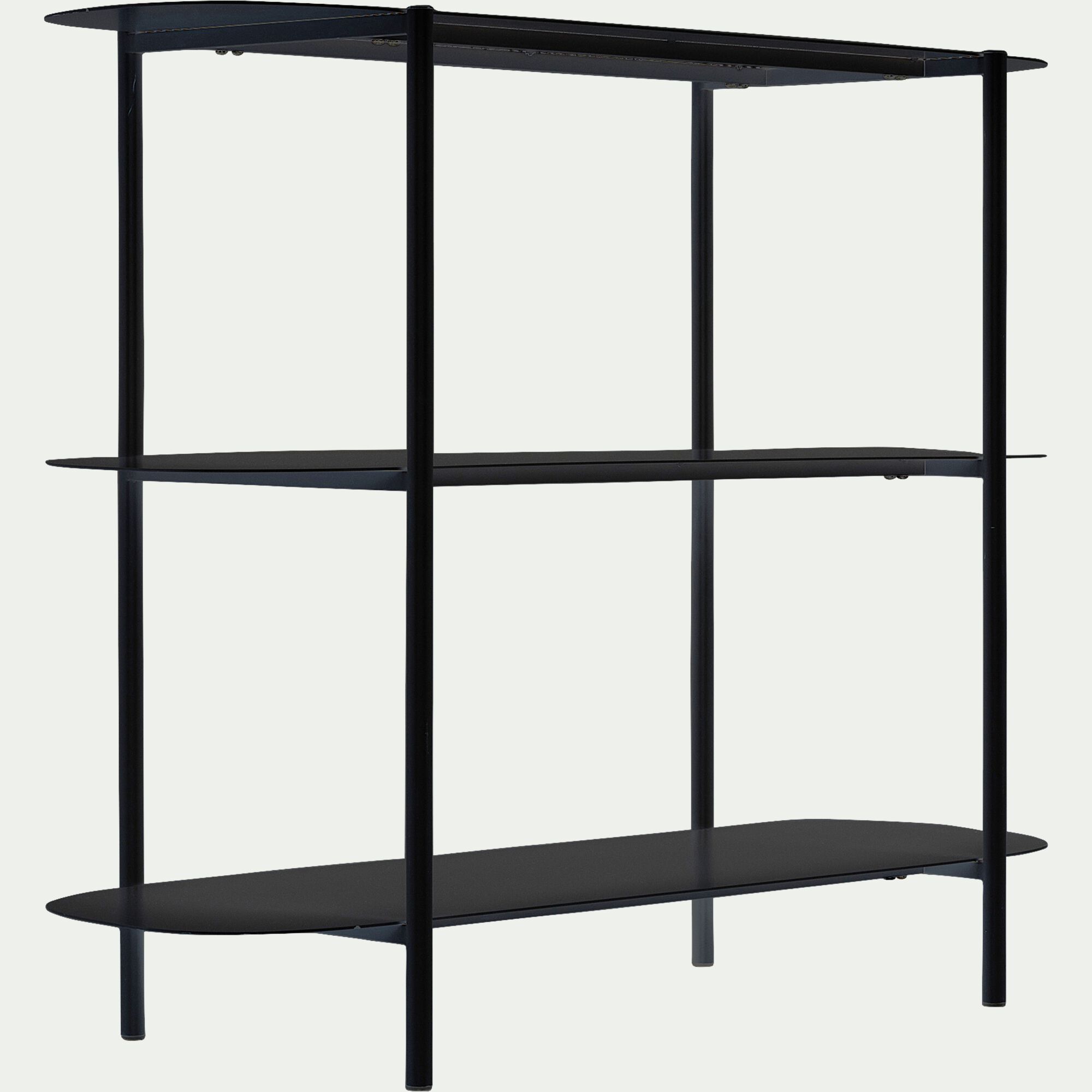 CAROUBE - Bibliothèque 3 tablettes en métal - noir L100,50xH80cm