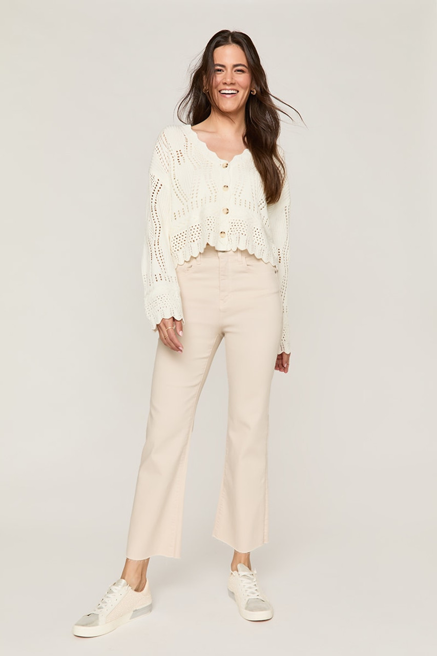 Harper Heritage High Rise Kick Crop White Jeans