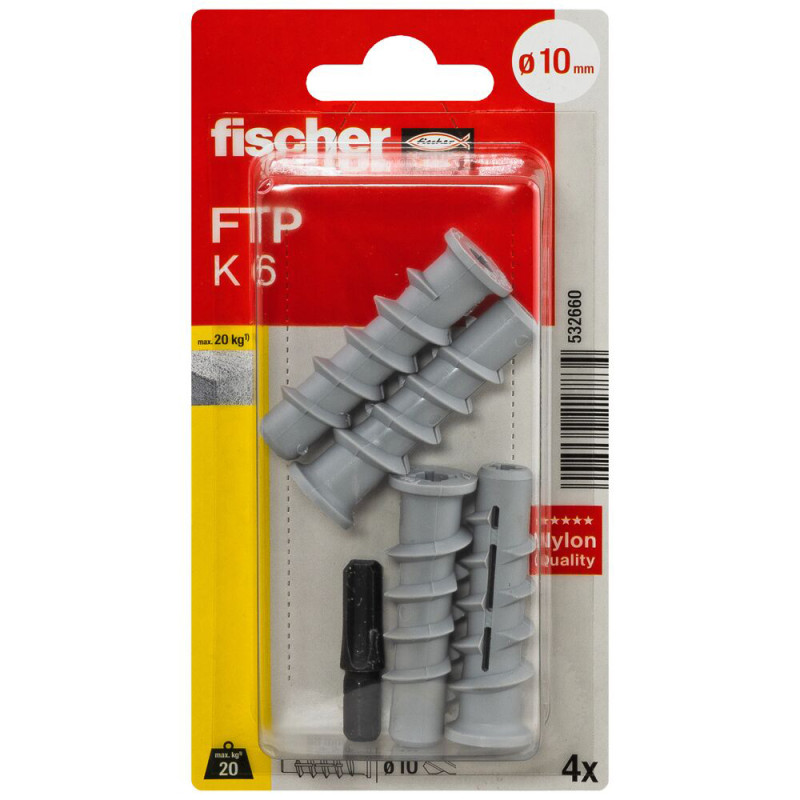Cheville turbo pour béton cellulaire Ø 10 x 50 mm 4 pièces