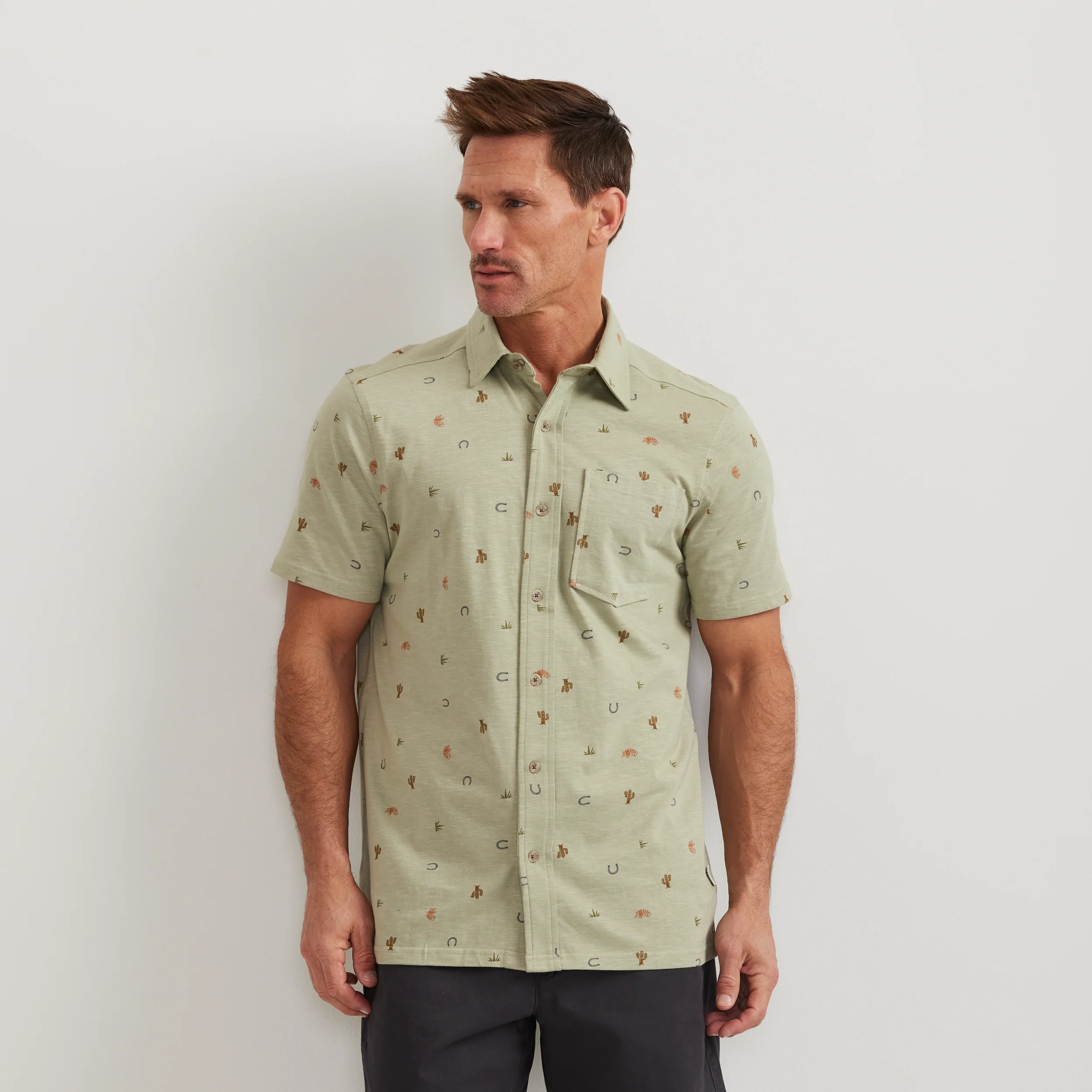 Men's Knit Baja Pocket Button-Up Shirt