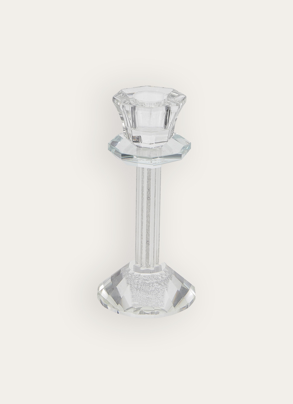 PETIT BOUGEOIR EN VERRE TRAVAILLÉ AVEC CRISTAUX TRANSPARENT