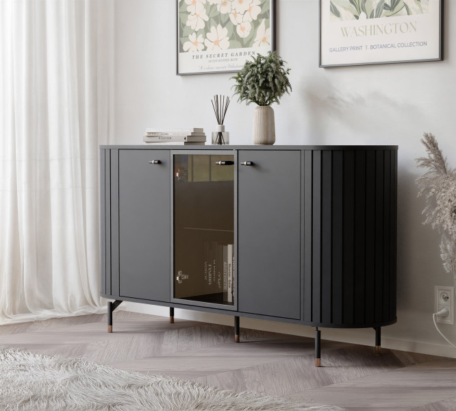Trzydrzwiowa komoda SENTO II 150 cm - czarny
