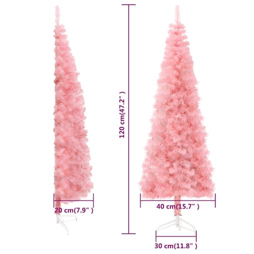 NNEVL Slim Artificial Half Christmas Tree with Stand Pink 120 cm