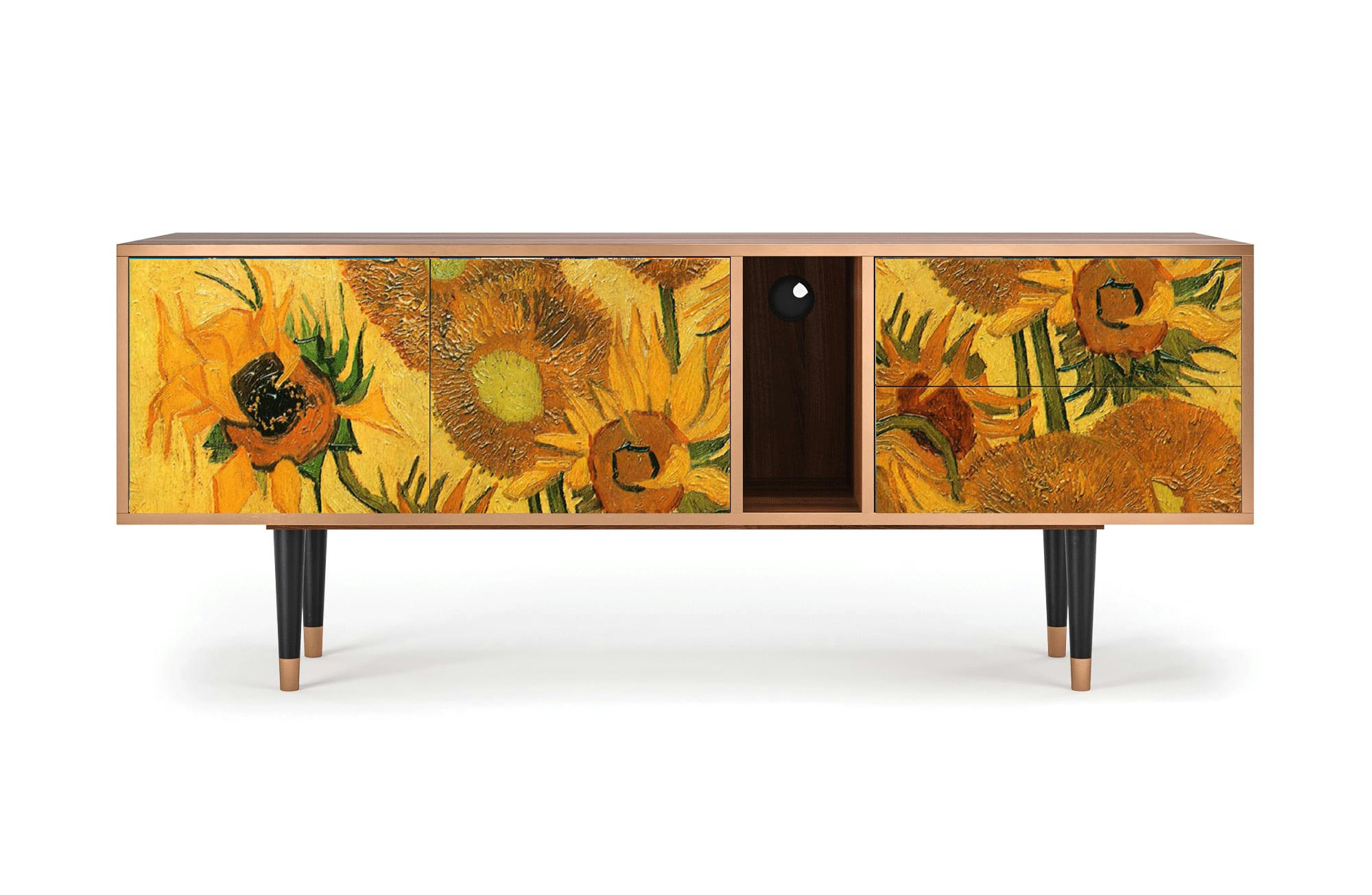 SUNFLOWERS BY VINCENT VAN GOGH - Meuble TV  jaune 2 tiroirs et 2 portes L 170 cm