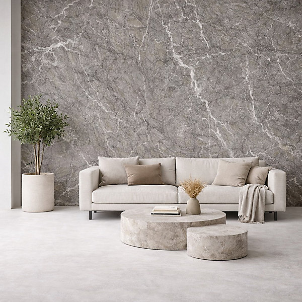 Panneau décoratif en grès cérame effet marbre, lot de 6 pièces, revêtement mural PVC 4,3 m², finition UV, 120x60 cm, marbre gris