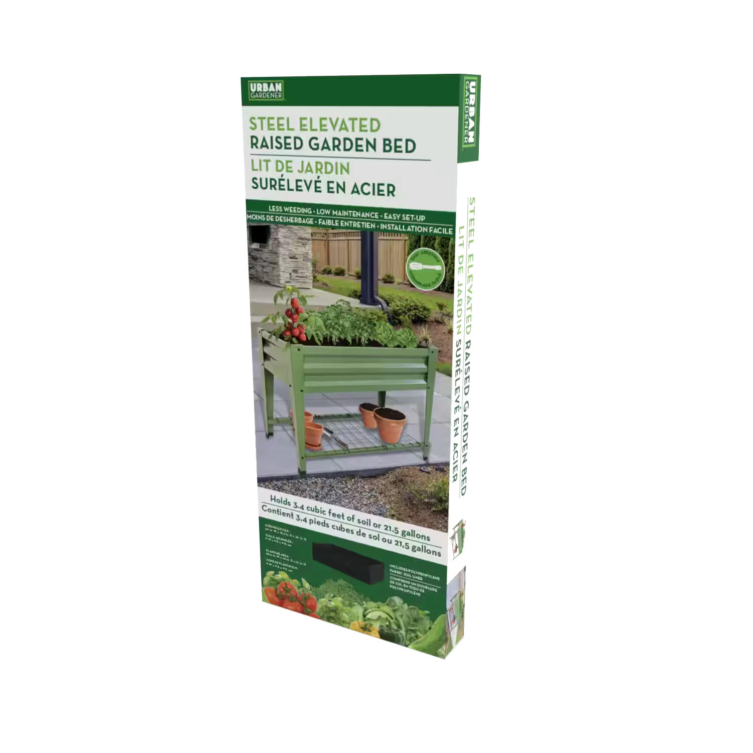 Panacea Steel Elevated Raised Garden Bed, Green, 36 x 18.5 x 30-in