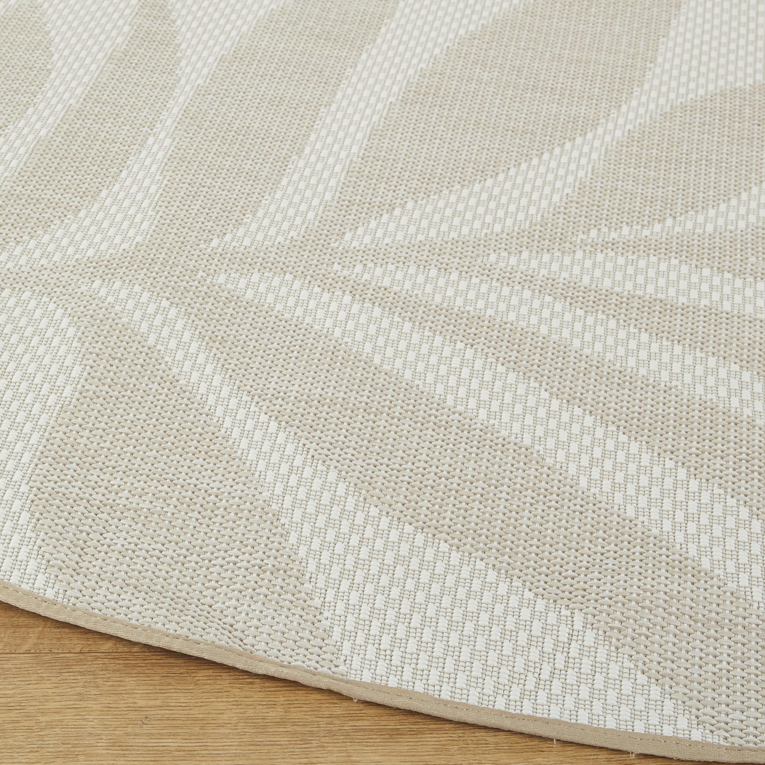 ANGUS - Tapis d'extérieur rond tissé motif feuillage beige D200