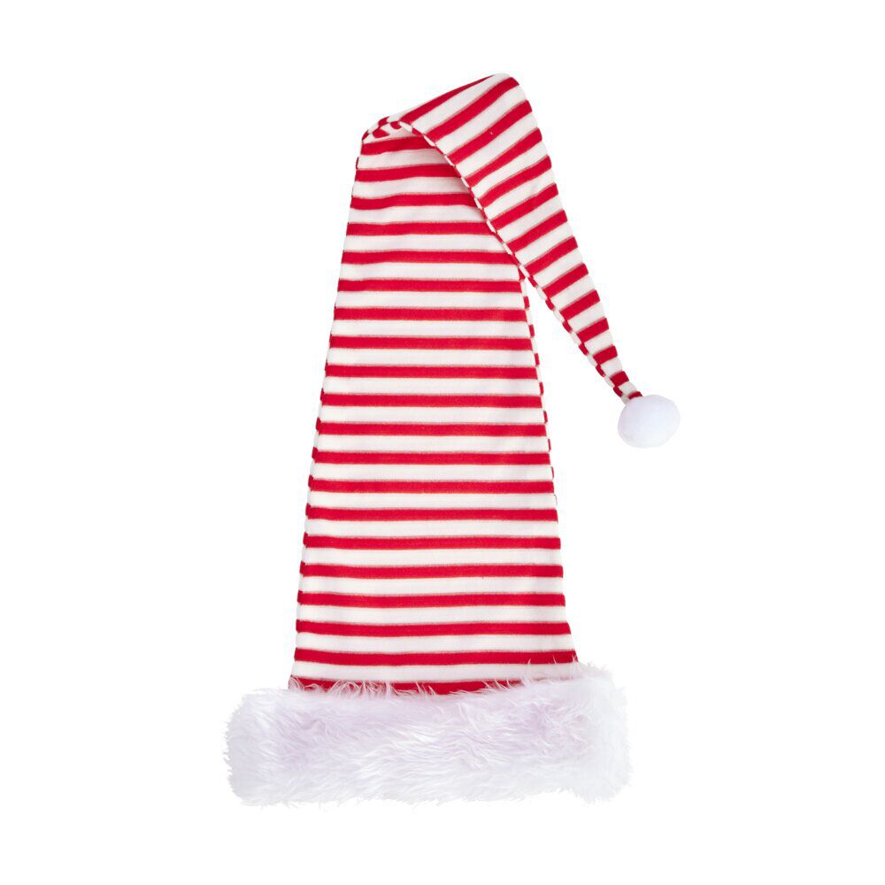 Bonnet de No&euml;l extra long tissu rayé rouge et blanc L90cm