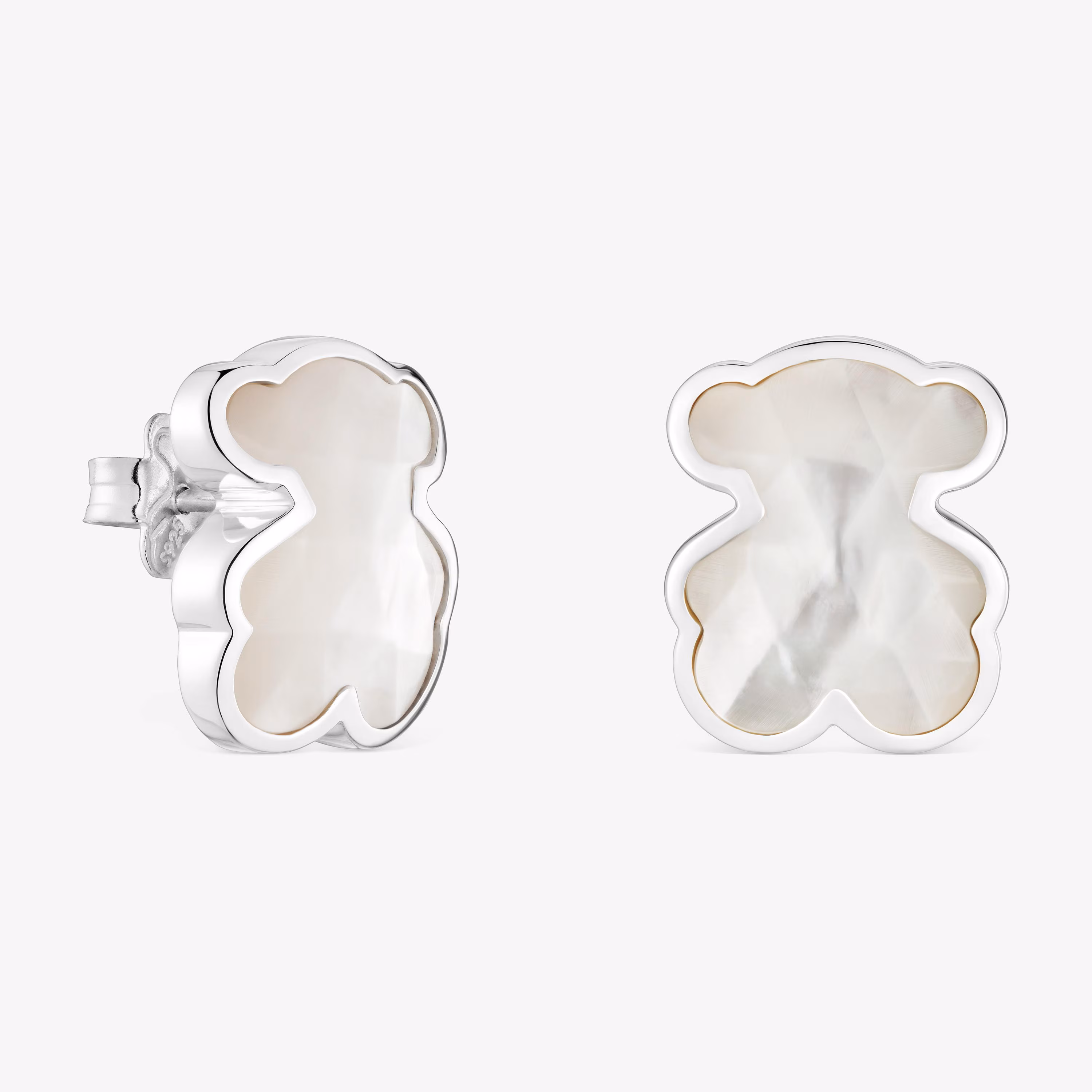 Pendientes oso de plata y nácar 16 mm Icon Color