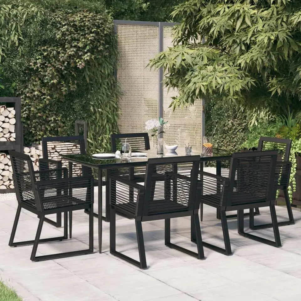 vidaXL - Tuinset - Zwart - PVC-rattan en staal - 160x80 cm - 7 stuks