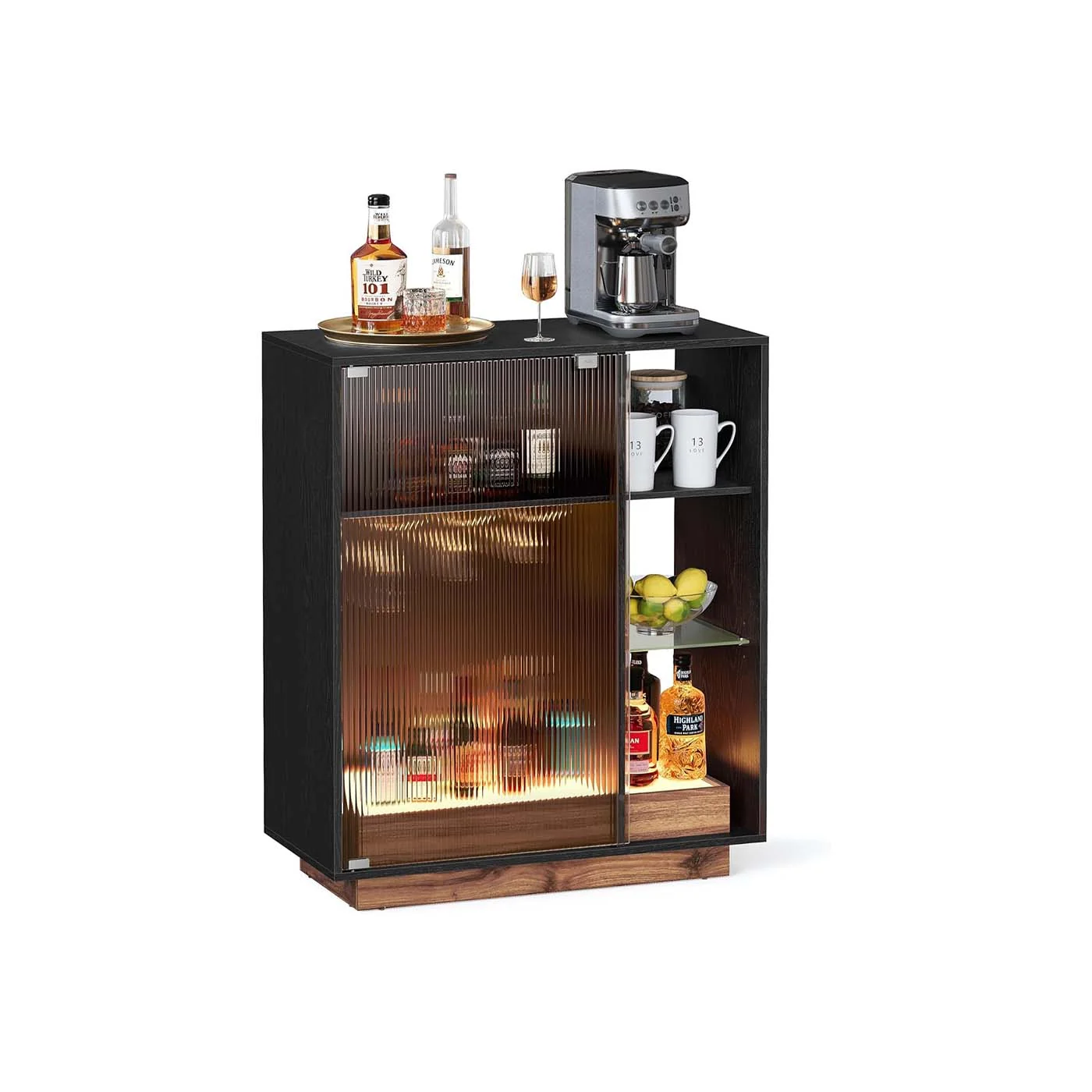 Meuble bar à vin avec éclairage et porte-verre