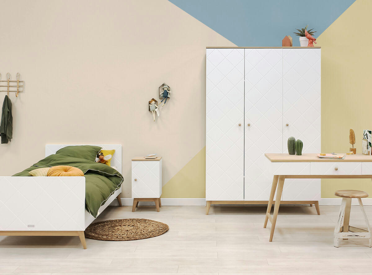 PARIS - Table de nuit en MDF et chêne blanc