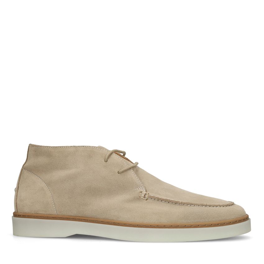 Manfield Beige suède veterschoenen