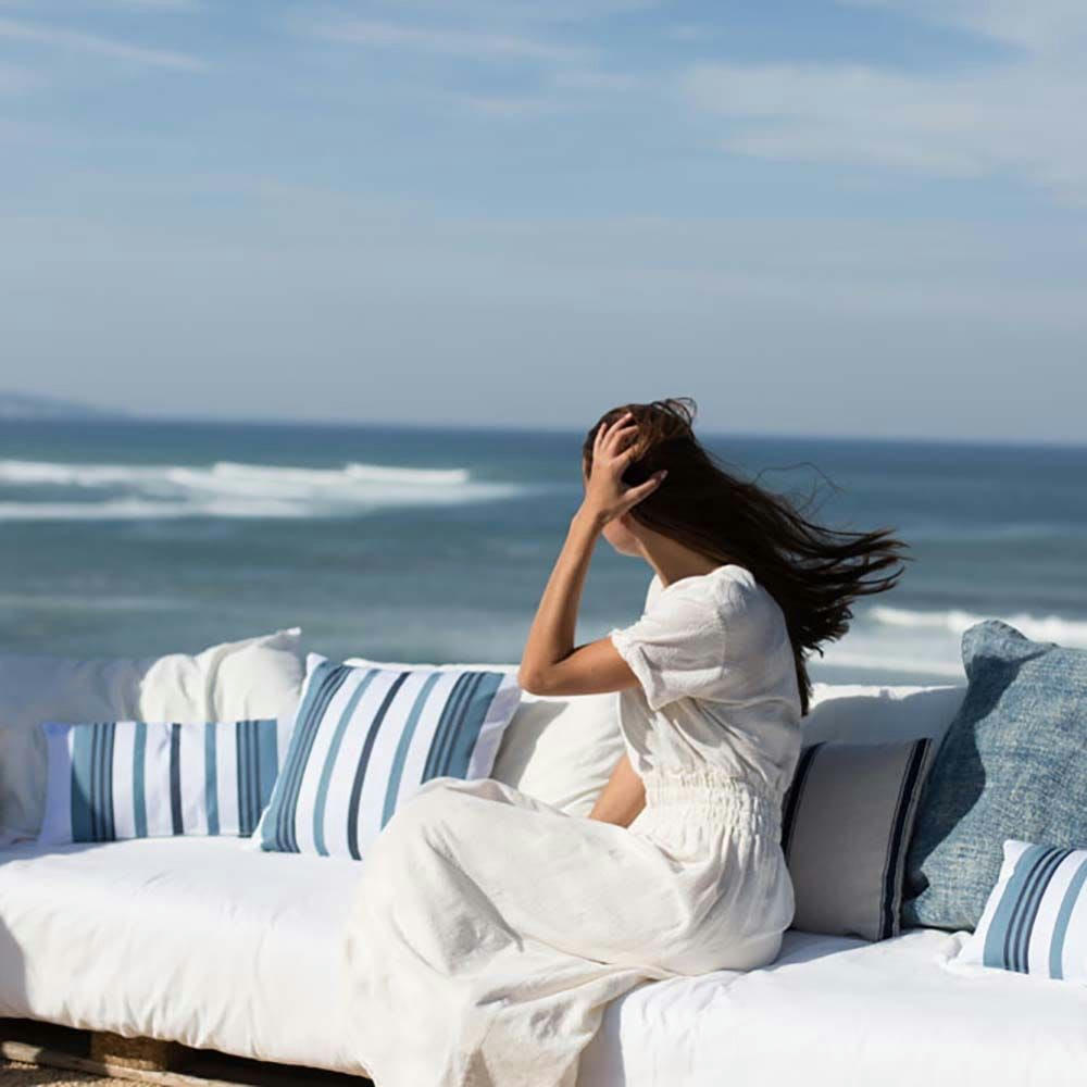 DONIBANE - Housse de coussin bleu 40x40