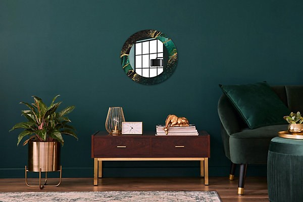 Miroir Circulaire avec Cadre Imprimé Décoratif Tulup 50 cm - 36 cm Vert Marbre