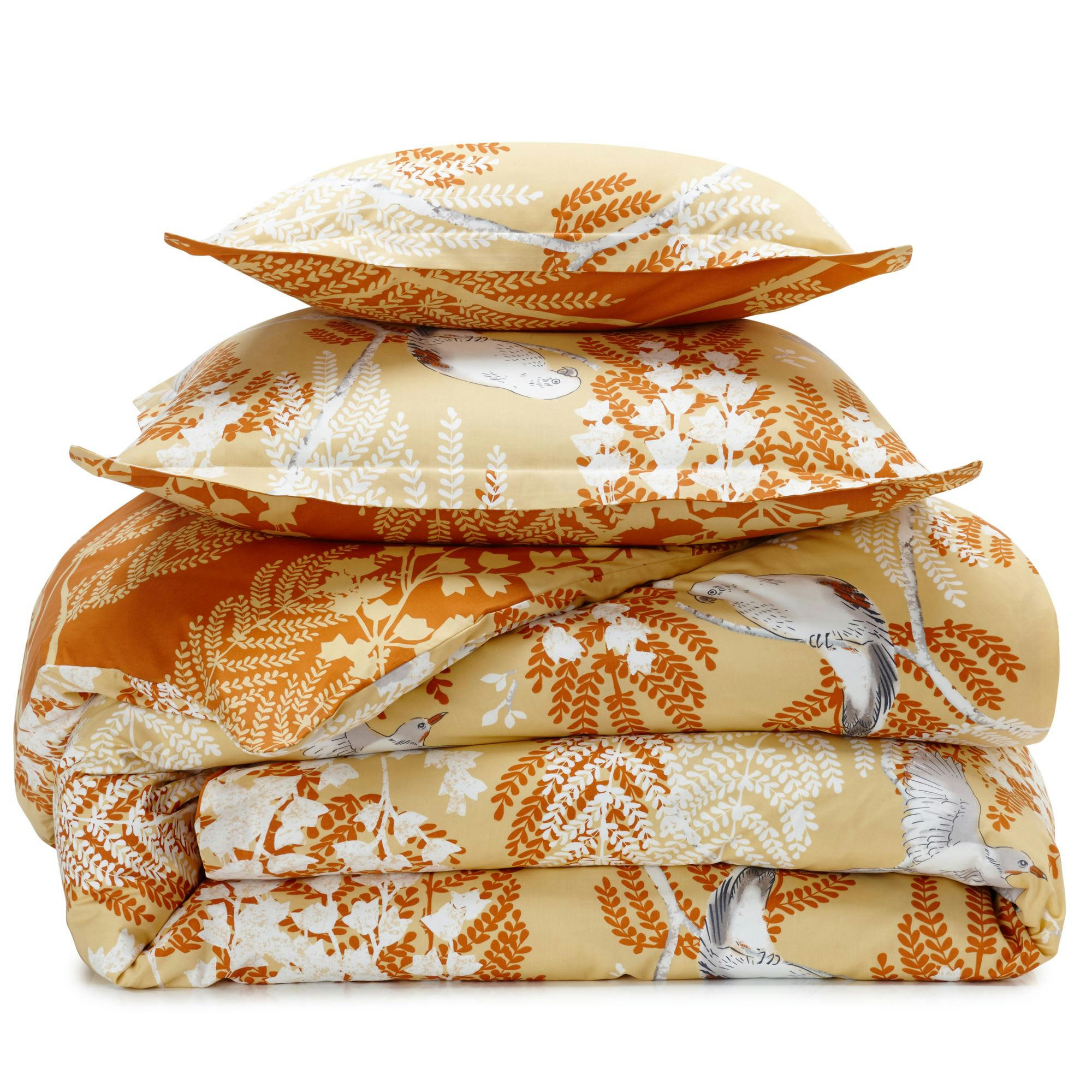 NATURE DOREE - Housse de couette 200x200 jaune en coton