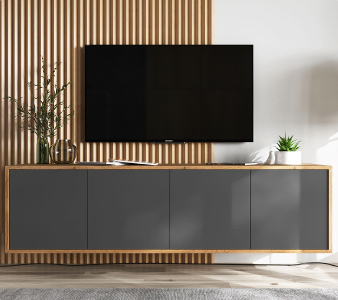 Wisząca szafka RTV Loft komoda RTV Loft wotan grafit MAT