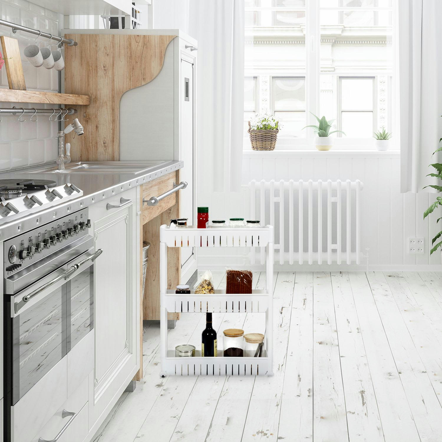 - Etagère à roulettes pour cuisine blanc blanc
