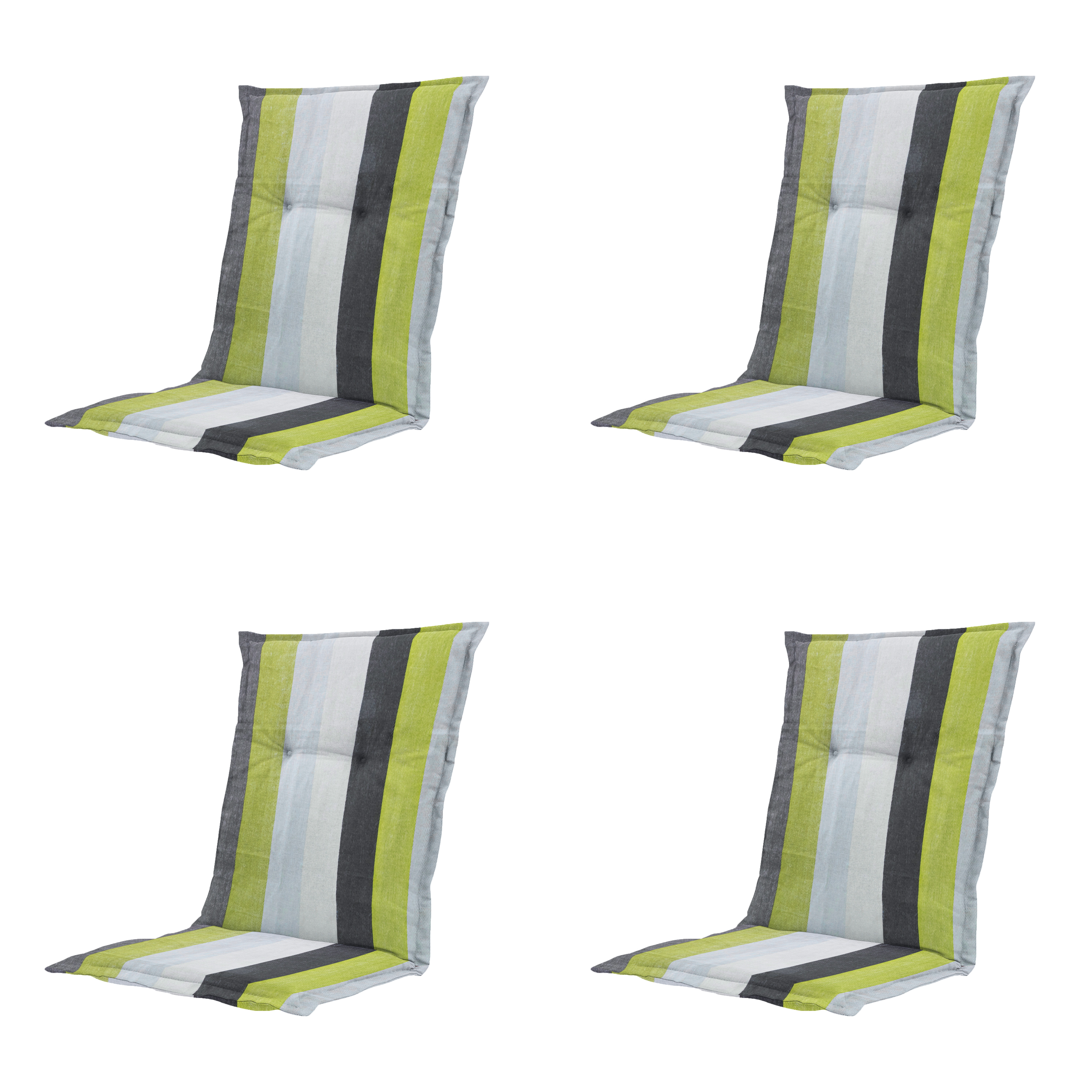 Madison tuinstoelkussen lage rug Victoria - groen - 105x50x6cm - set van 4