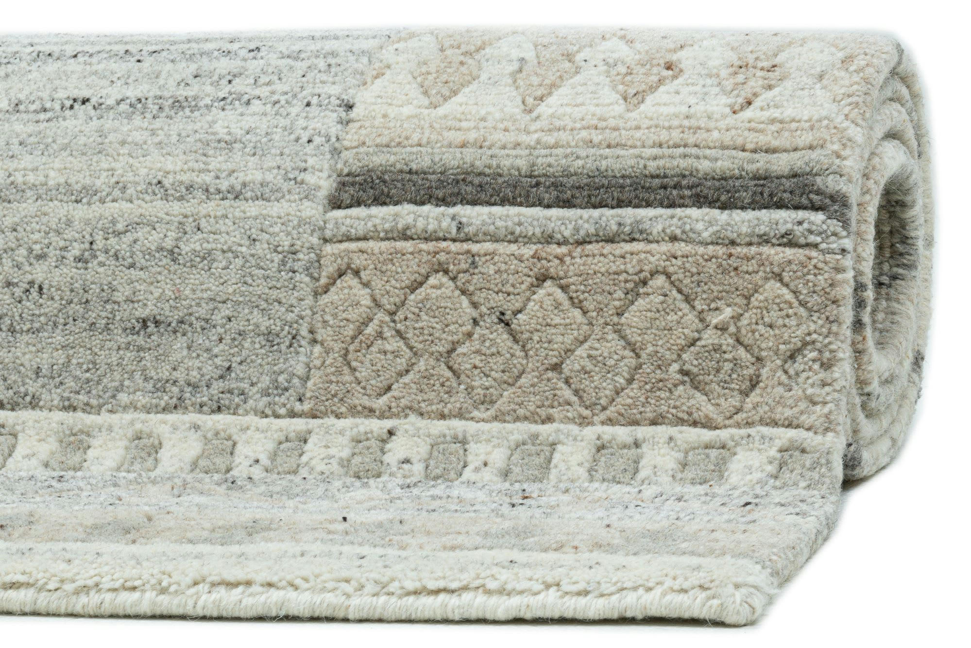 NAKARTA - Tapis moderne noué main, laine non-teinte gris 250x350