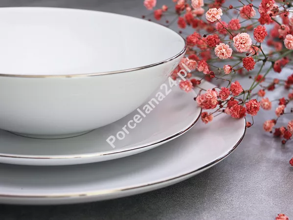 Serwis obiadowo - kawowy na 6 osób (30 el.) Waza - Modern WA-08P platynowy pasek