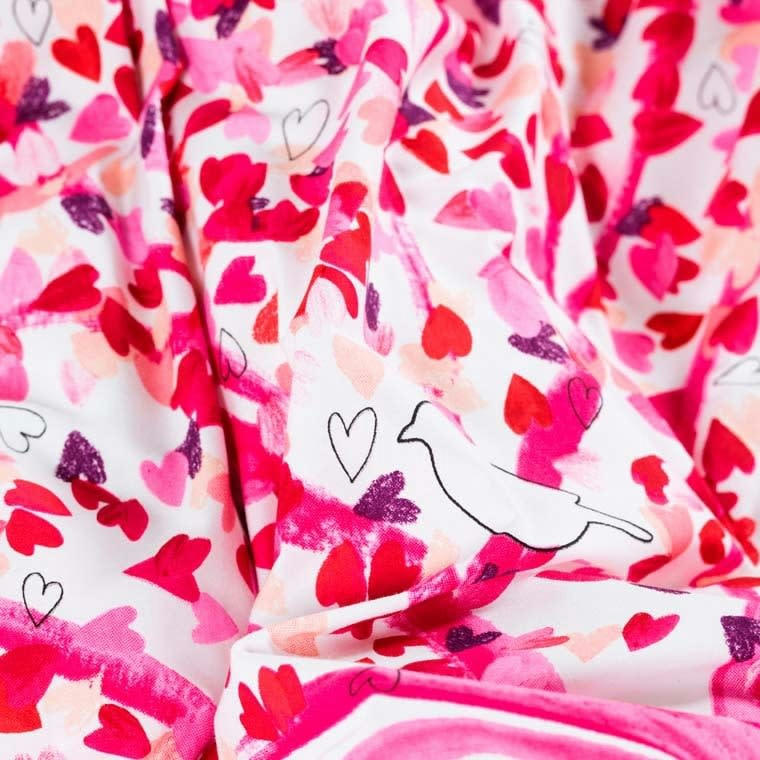 MONCOEUR - Housse de couette percale de coton e coeurs   rose 260x240