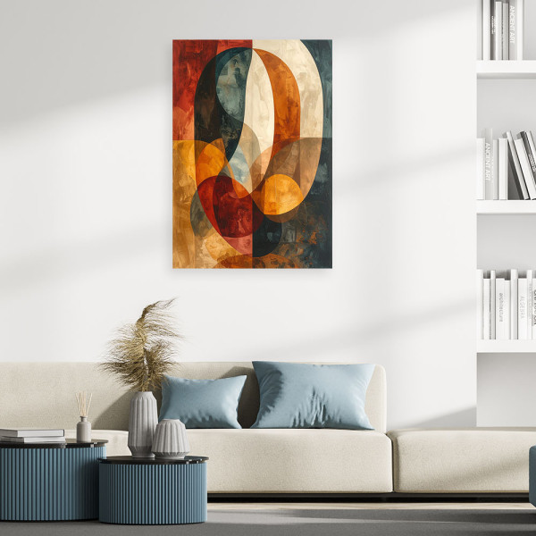 Obraz na płótnie do salonu, Abstrakcja geometria w beżowo złotych i 20x30