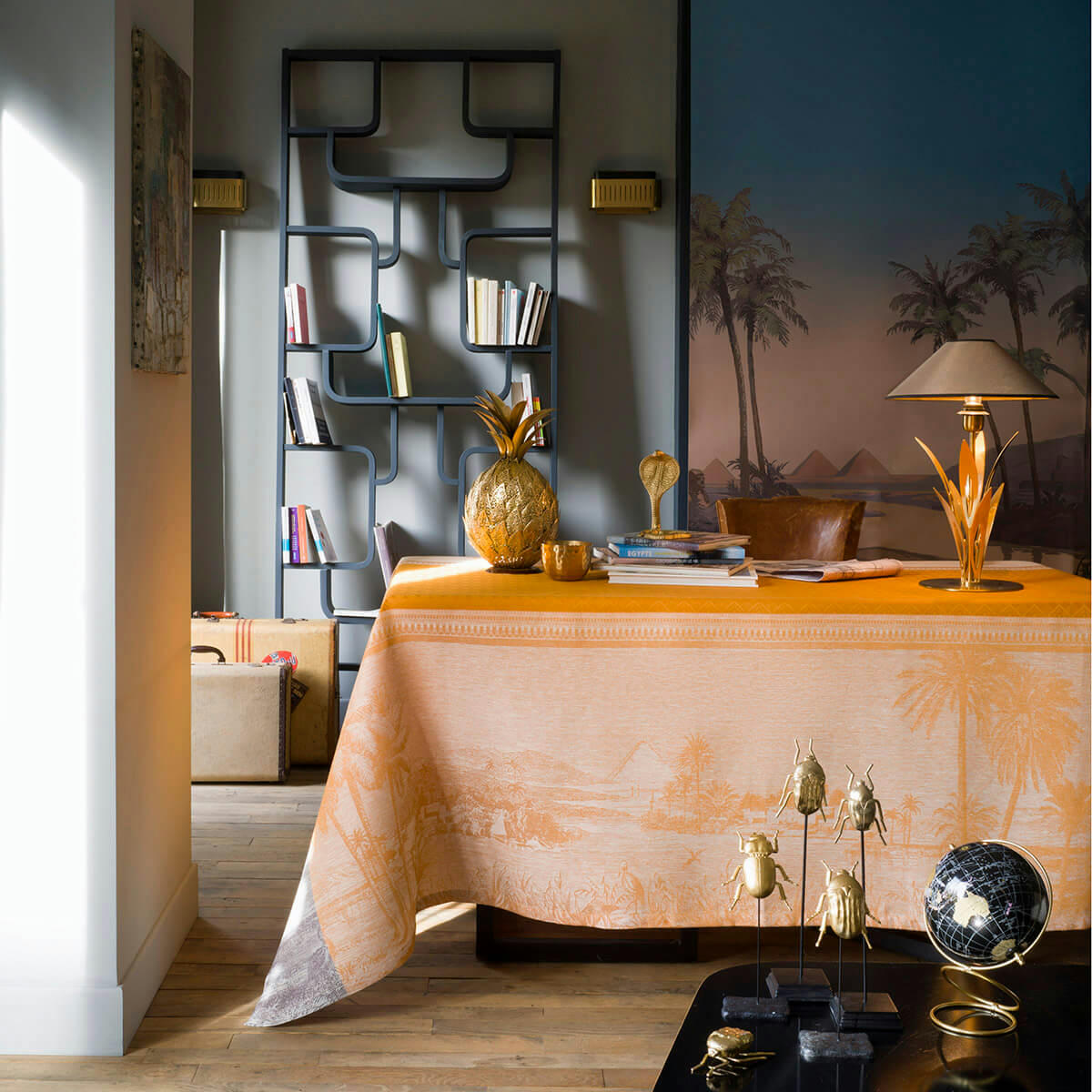 CROISIÈRE SUR LE NIL - Nappe en lin desert 175 x 175