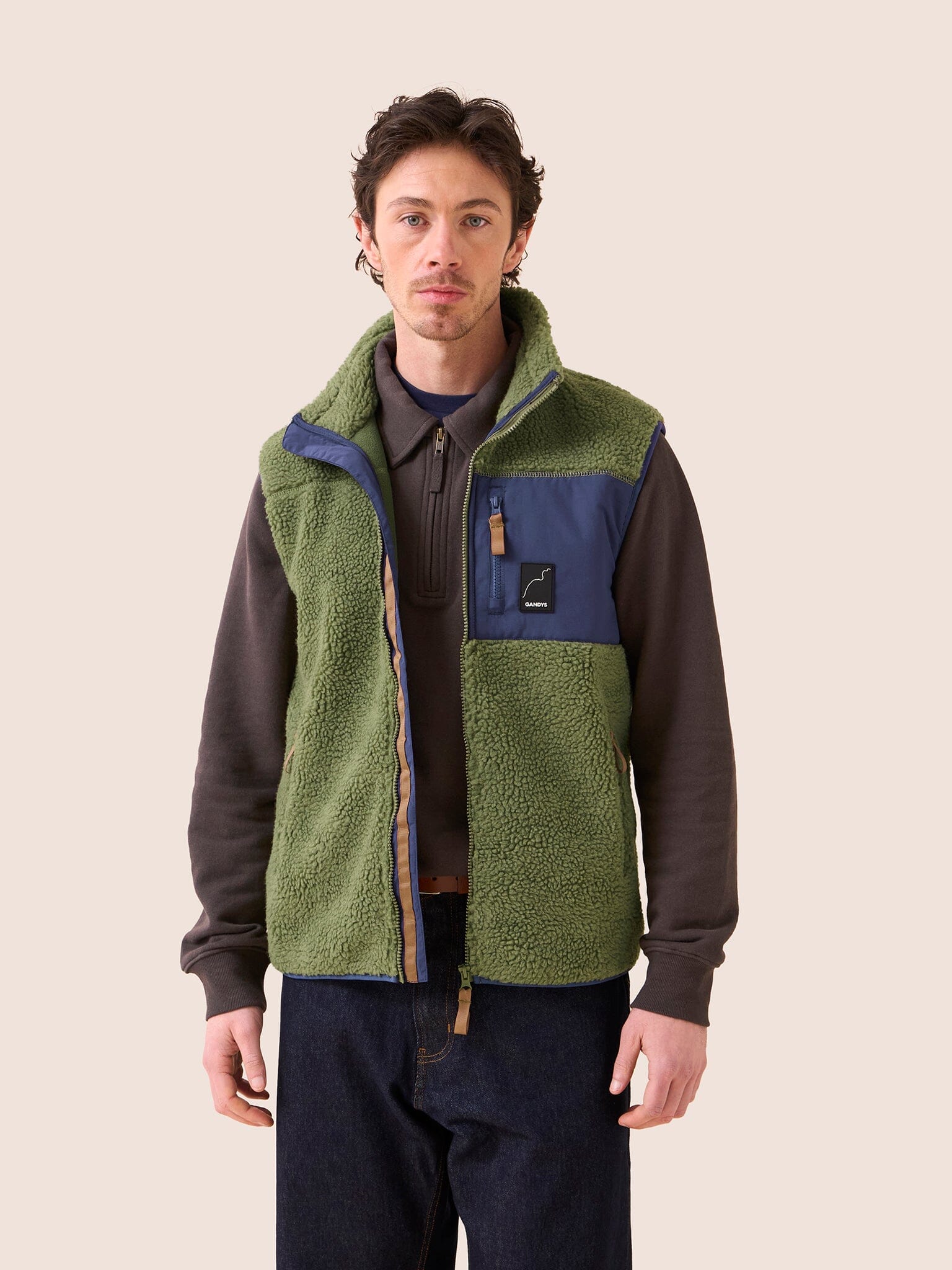 Boston Recycled Fleece Gilet in Green