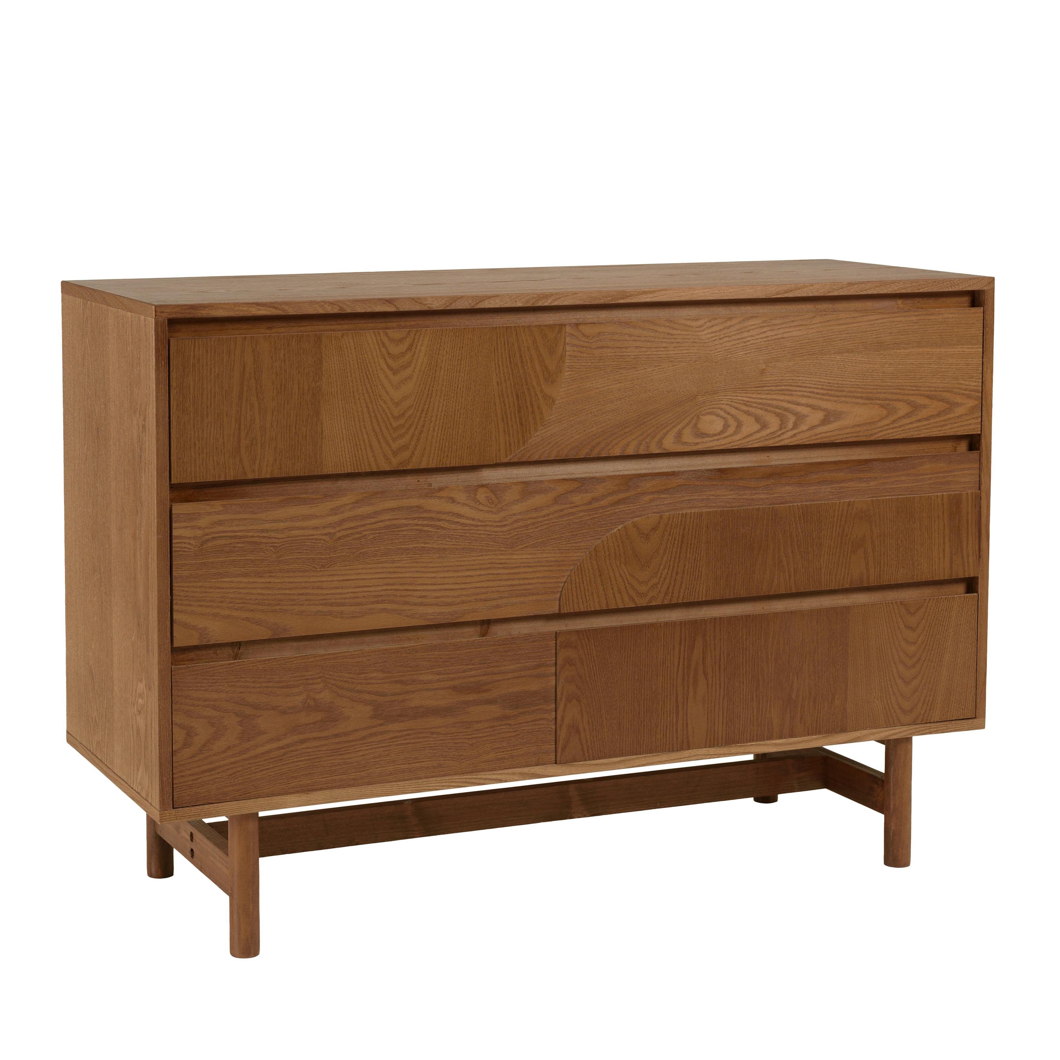 Commode couleur naturelle 3 tiroirs décor motif arrondi CORIA