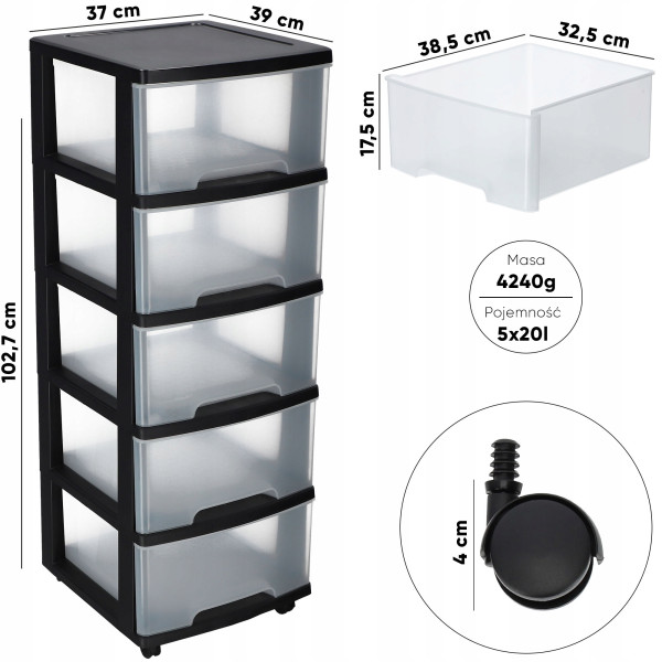 Curver regał do przechowywania 5x20L