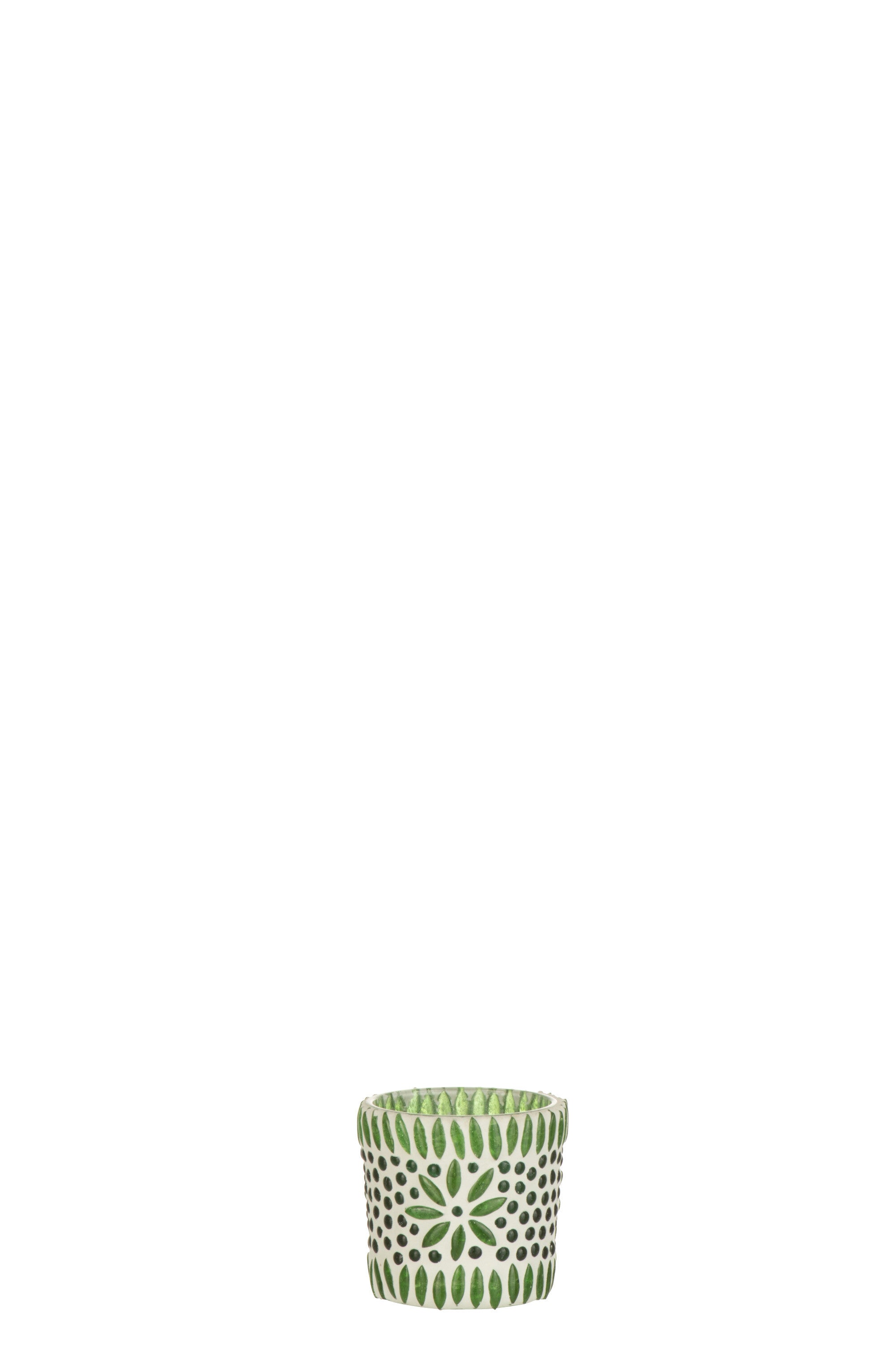 J-Line windlicht Bram - glas - groen - small - 4 stuks