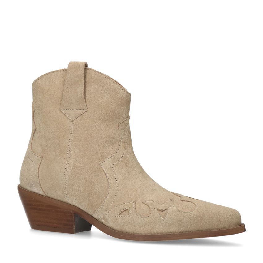Manfield Beige suède cowboy laarzen