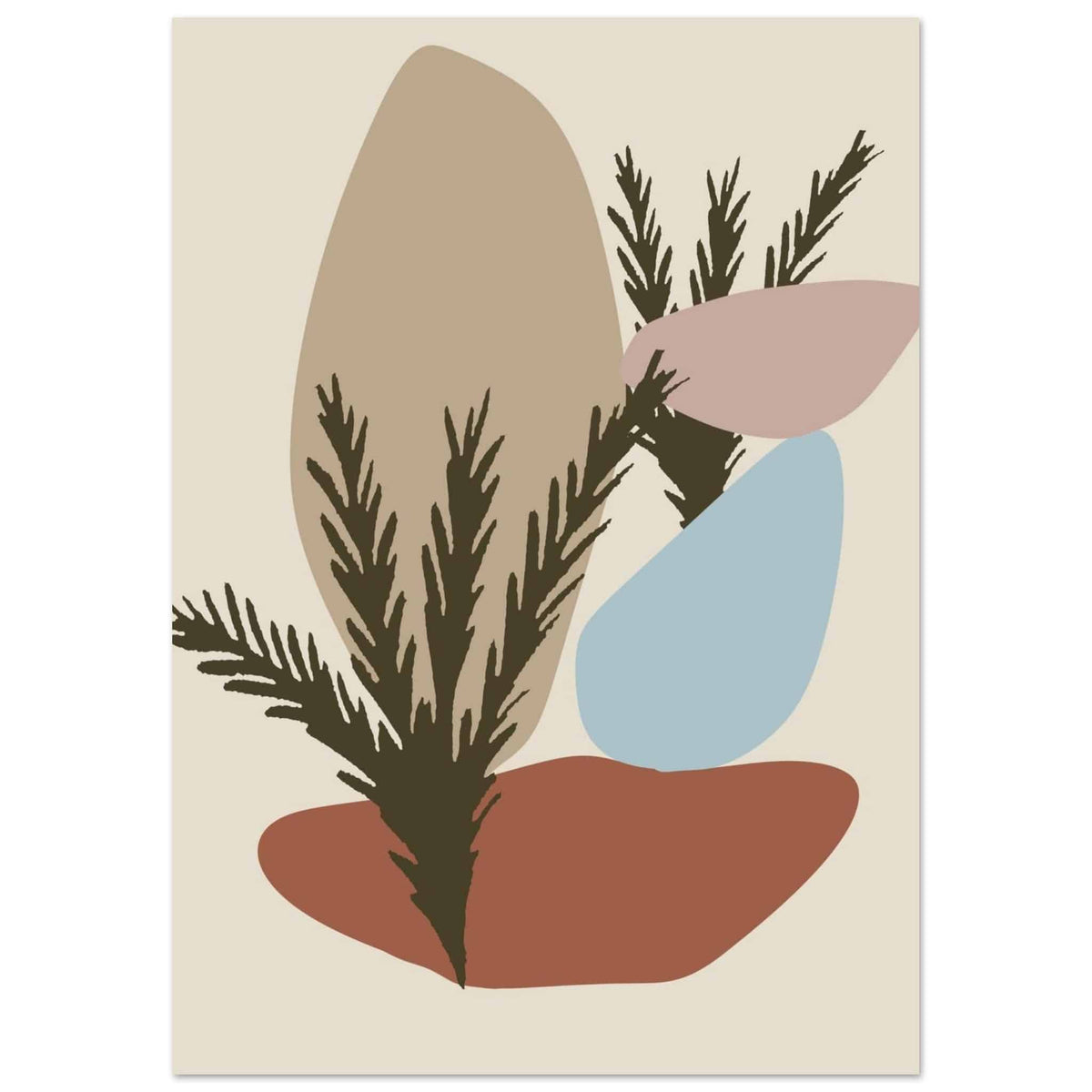 Artfulprints Poster Boho – Earthy mix  - A4 21x29.7 cm - beige